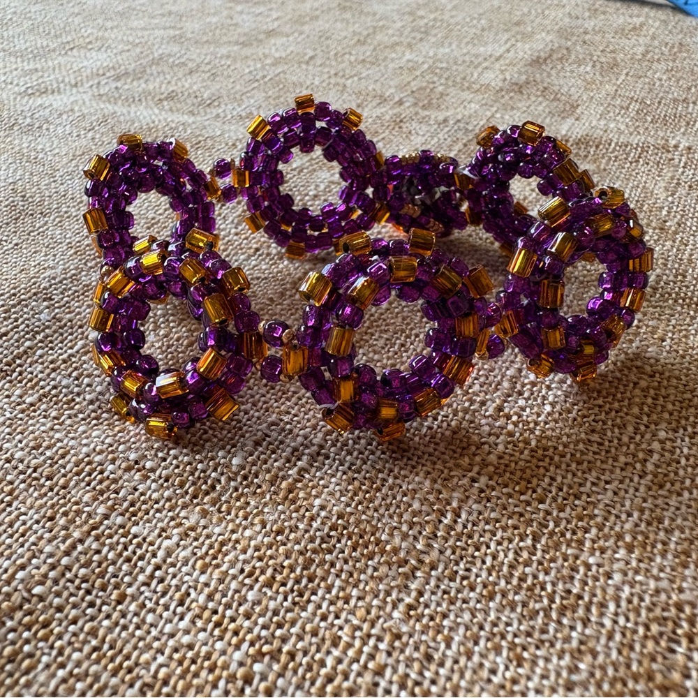 Purple and Gold Beaded circle bracelet